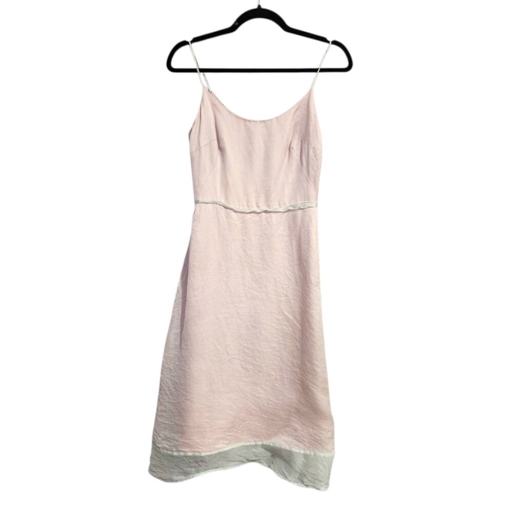 THREAD pale pink green chiffon overlay midi slip dress size 4‎
